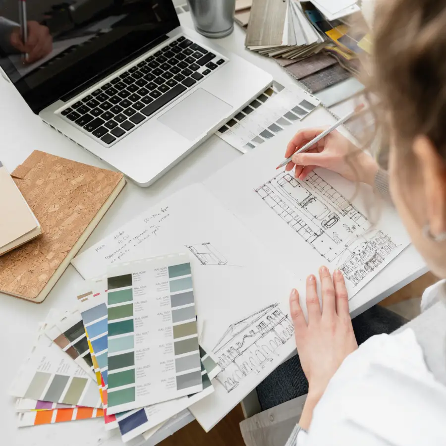 interior designer working on a project