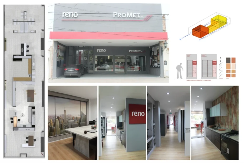 commercial project with photos floorplan and facade for kitchen brand store design