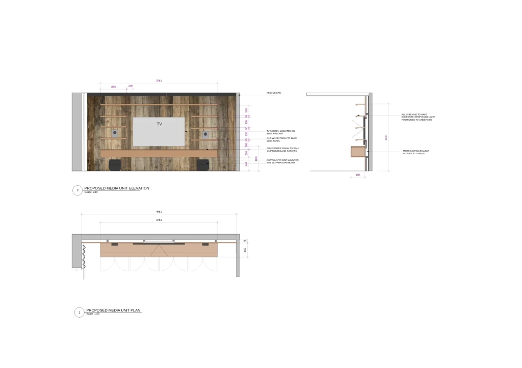 high end residential media unit layout